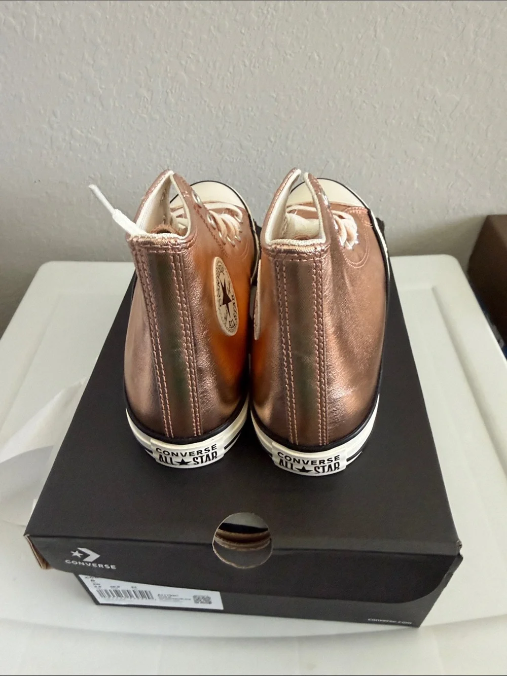 Big Girl Converse Metallic Rose Gold High Top Sneakers